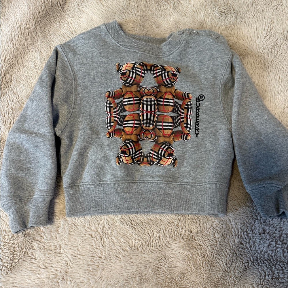 Burberry Kids Grey Teddy Bear Sweatshirt – Size 2Y (92cm)
